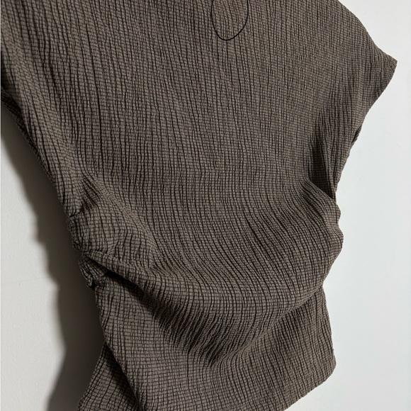 Zara Textured Mock Neck Crop Top NWT Neutral Minimalist S - Picture 6 of 7